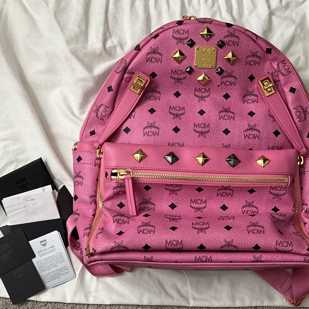 MCM Limited Edition Pink Backpack with additional side bag